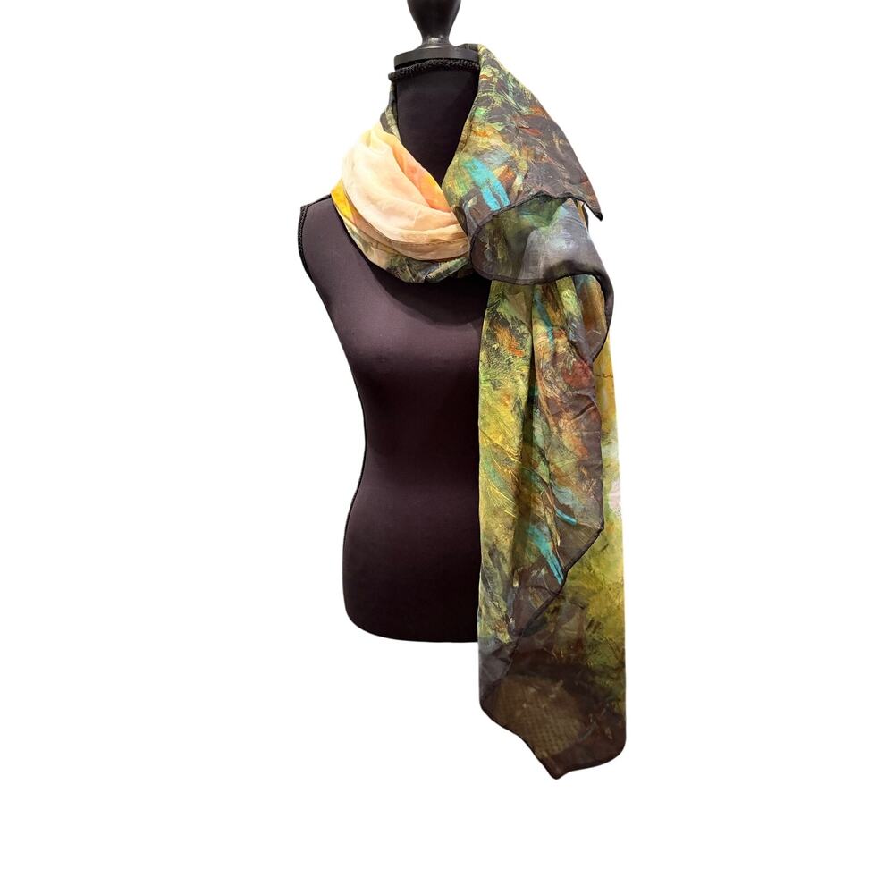 Lafayette 148 watercolor cotton silk wrap scarf shawl made in Italy quiet luxury